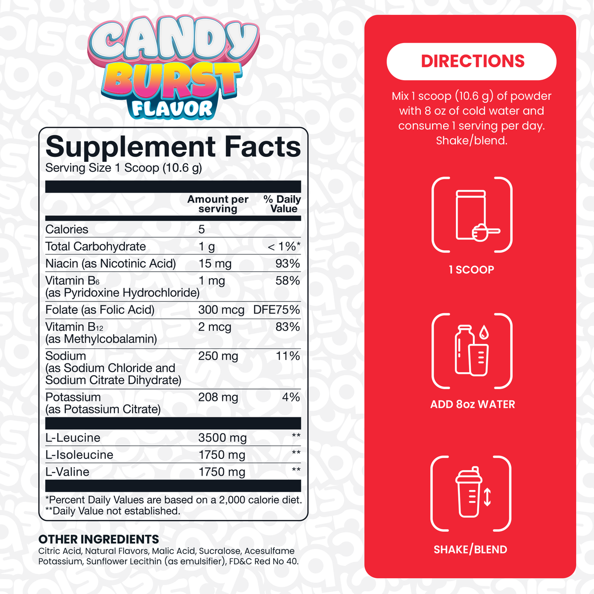 Basic BCAA Candy Burst supplement facts