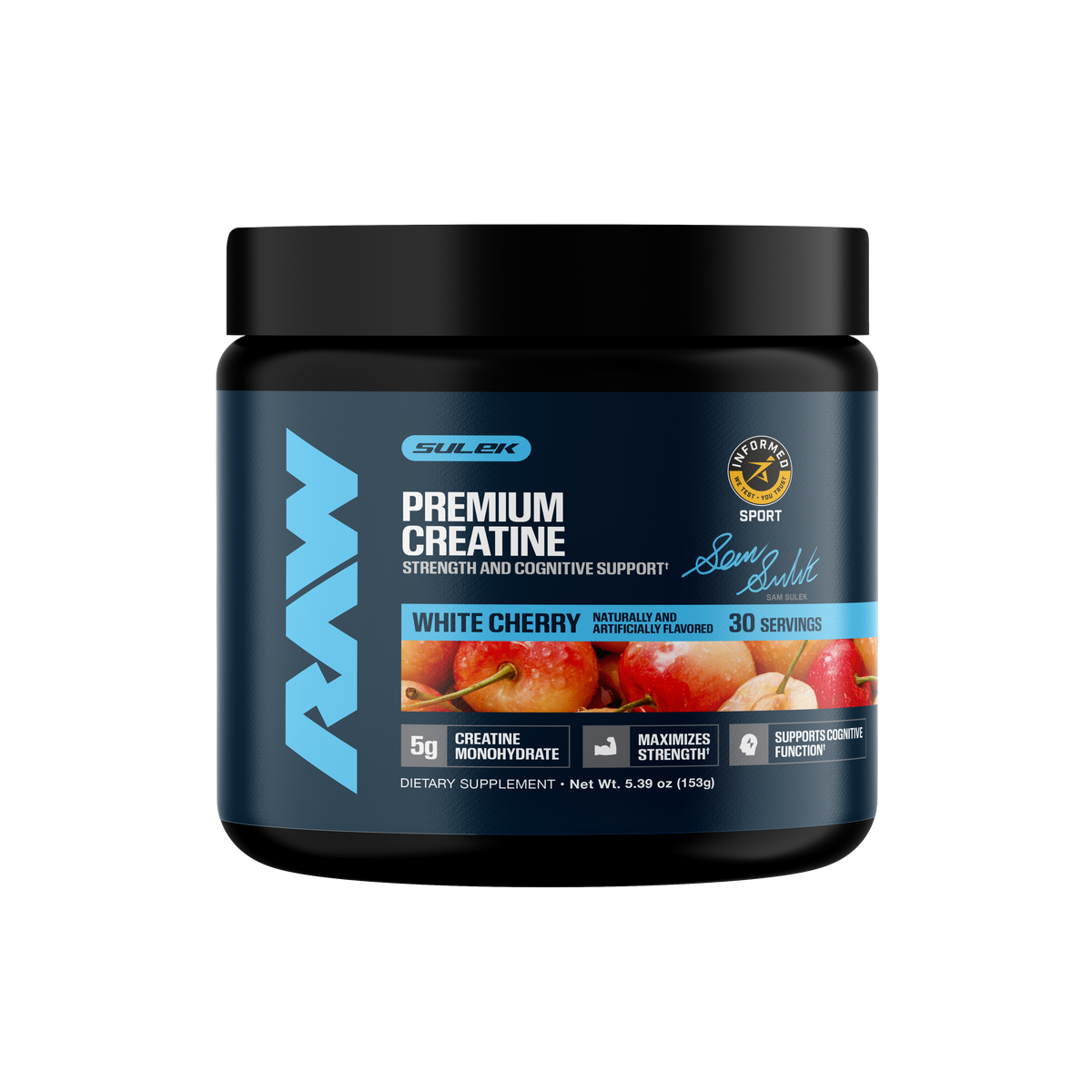 Raw Nutrition Creatine Monohydrate White Cherry Sam Sulek Edition 30 serve