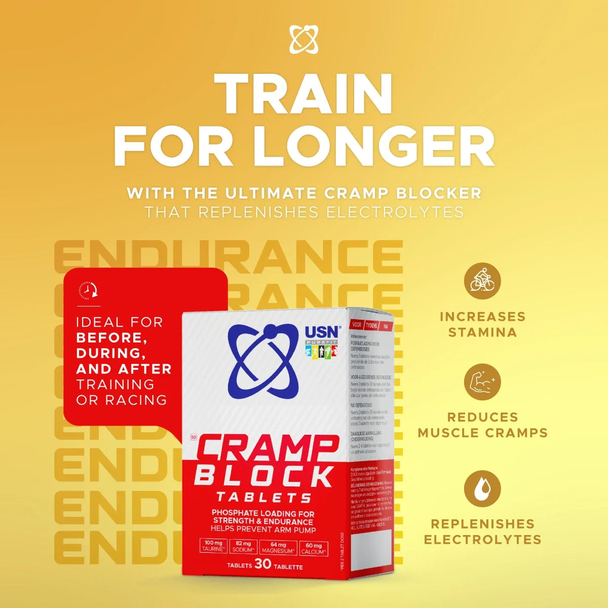 USN Cramp Block tablets electrolytes per serve