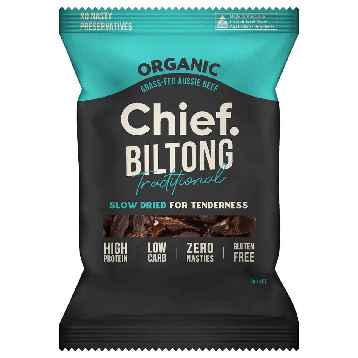 Chief Organic Biltong 30g Bag - NZ Muscle