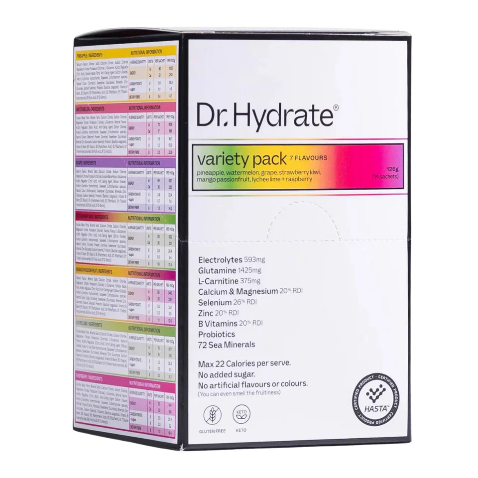Dr Hydrate Variety Pack Sachet Box