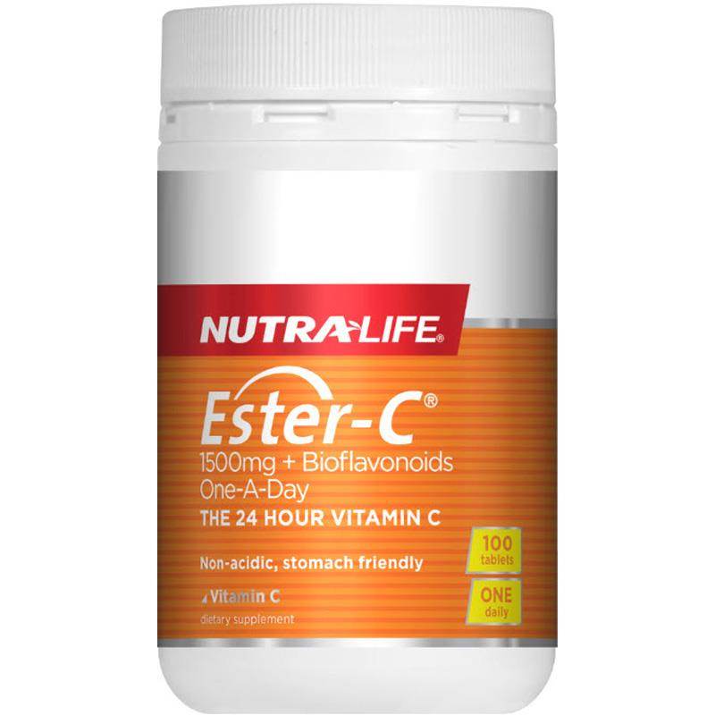 Nutra-Life Ester C 1500mg Plus Bioflavanoids One-A-Day, 100 Tablets - NZ Muscle