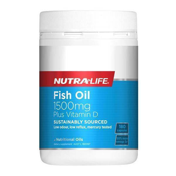 Nutra-Life Fish Oil 1500mg Plus Vitamin D 180 Caps - NZ Muscle