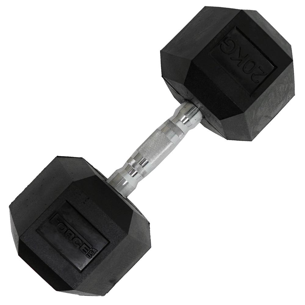 Force USA Rubber Hex Dumbbell handle detail