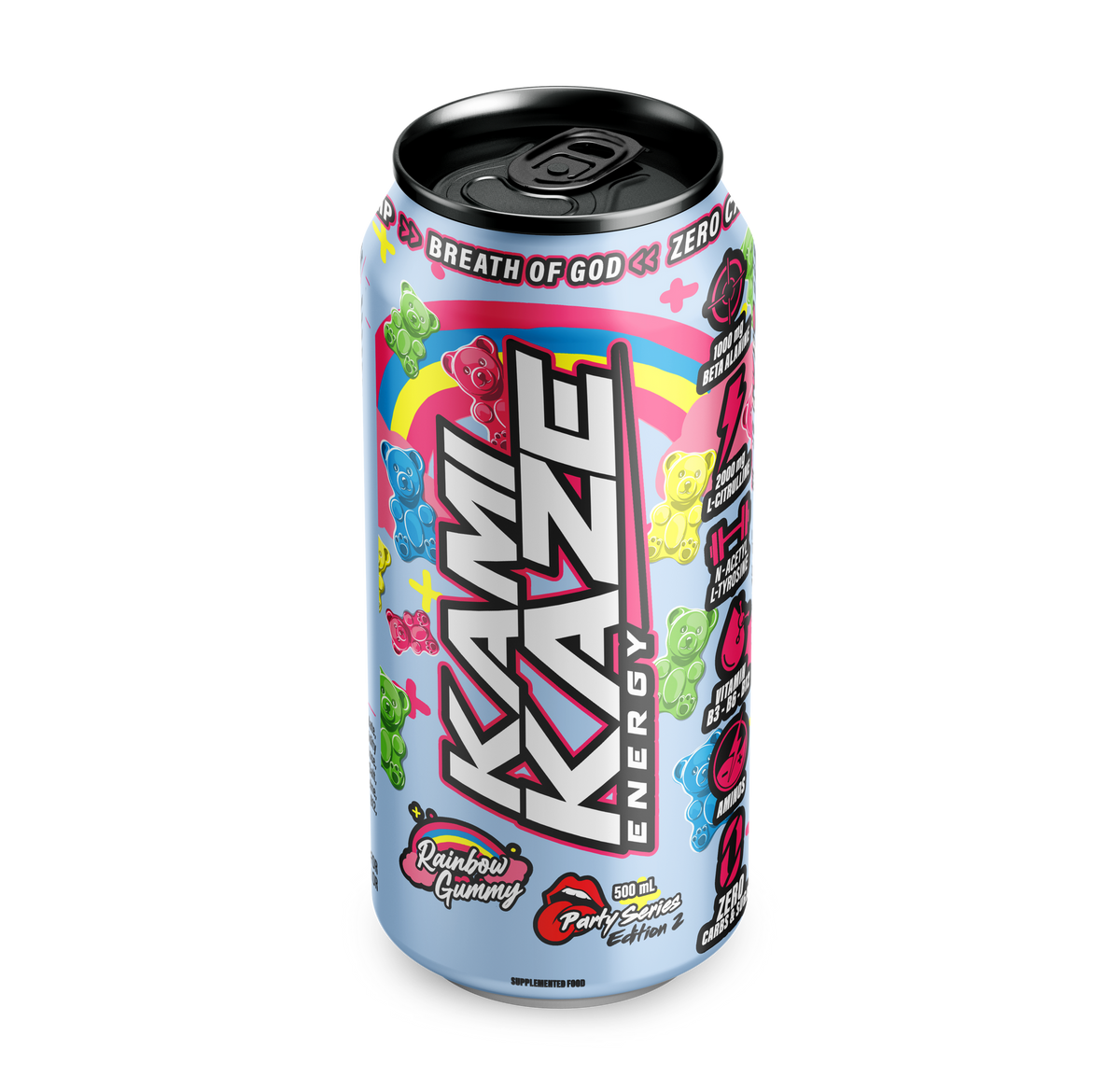 Kamikaze Energy Drink 500ml can - Rainbow Gummy