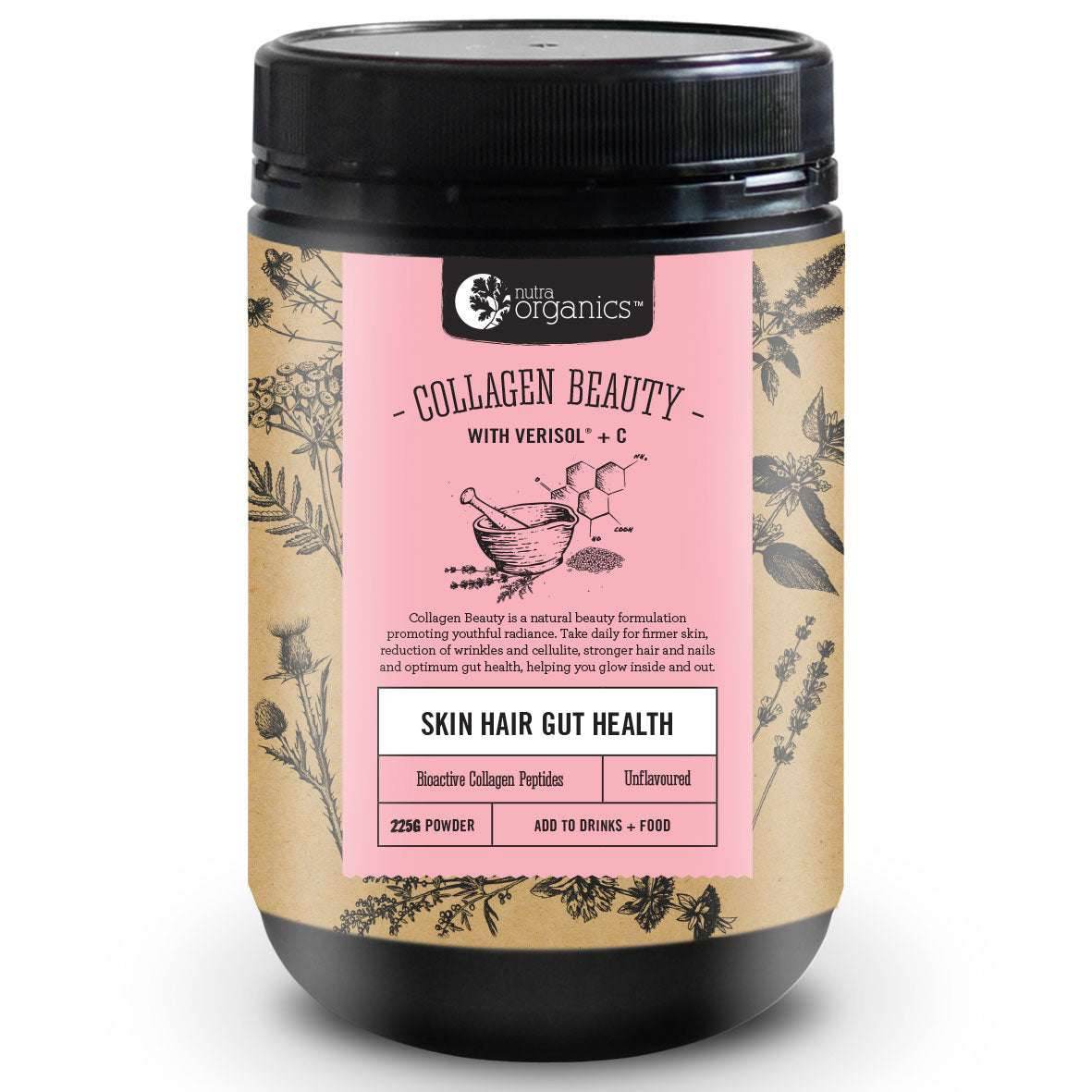 Nutra Organics Collagen Beauty + Verisol 225g