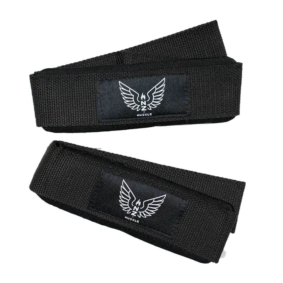 NZ Muscle Padded Lifting Straps, Black - NZ Muscle