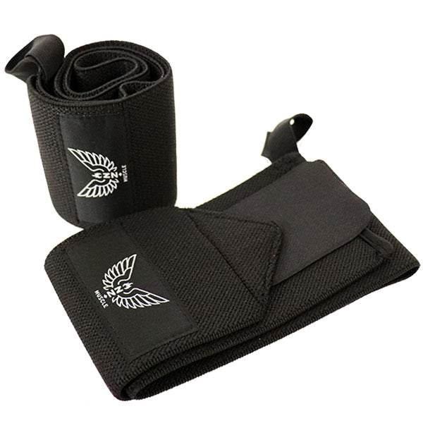 NZ Muscle Wrist Wraps, Black - Elastic/Velcro - NZ Muscle