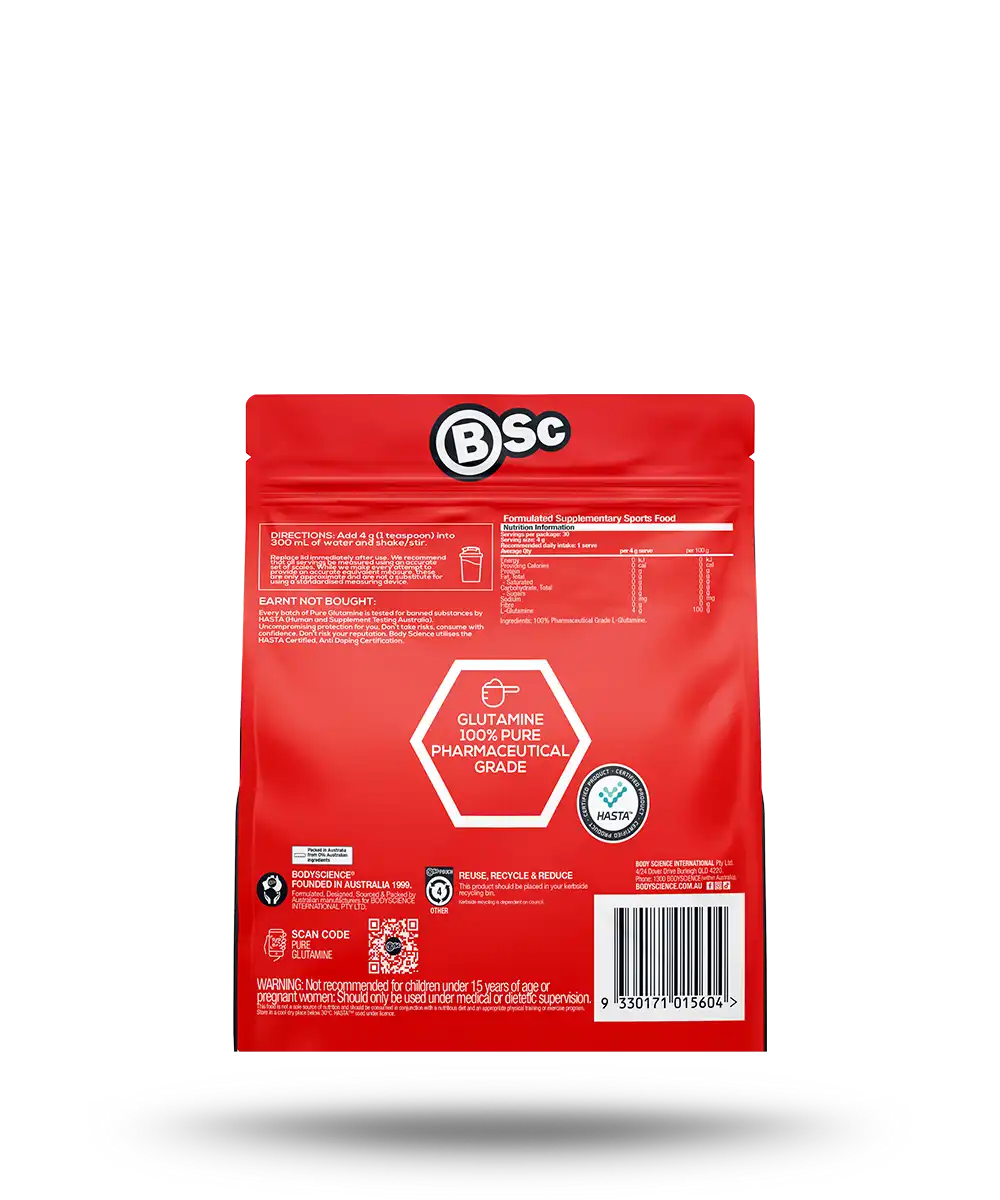 BSc Pure Glutamine 120g back of pack