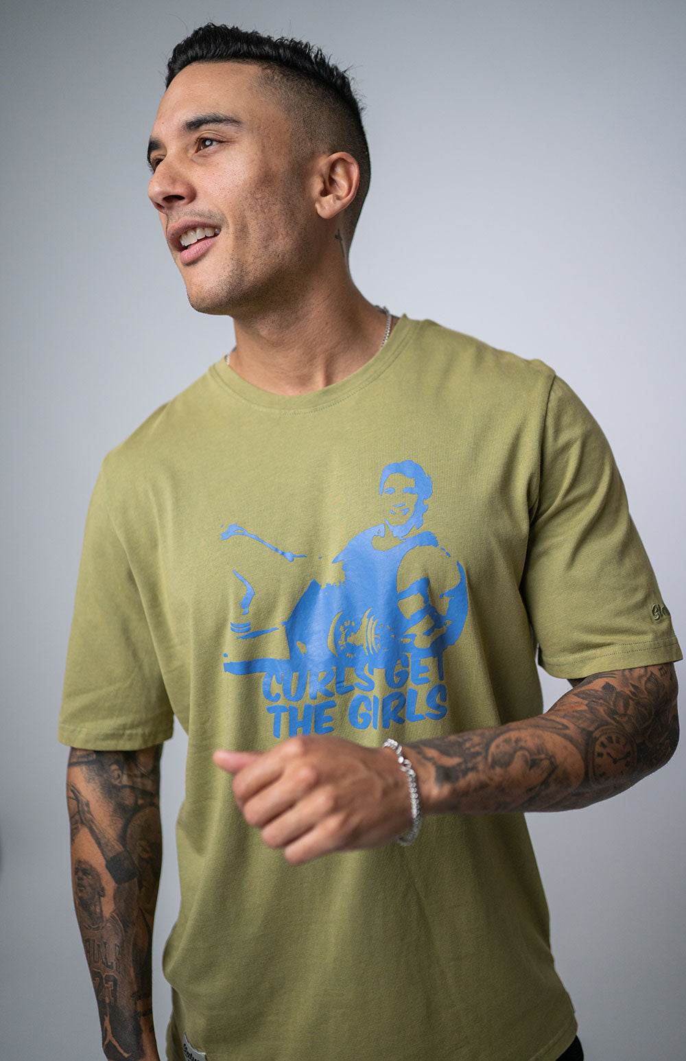 Status Curls Get The Girls Military Tee - NZ Muscle