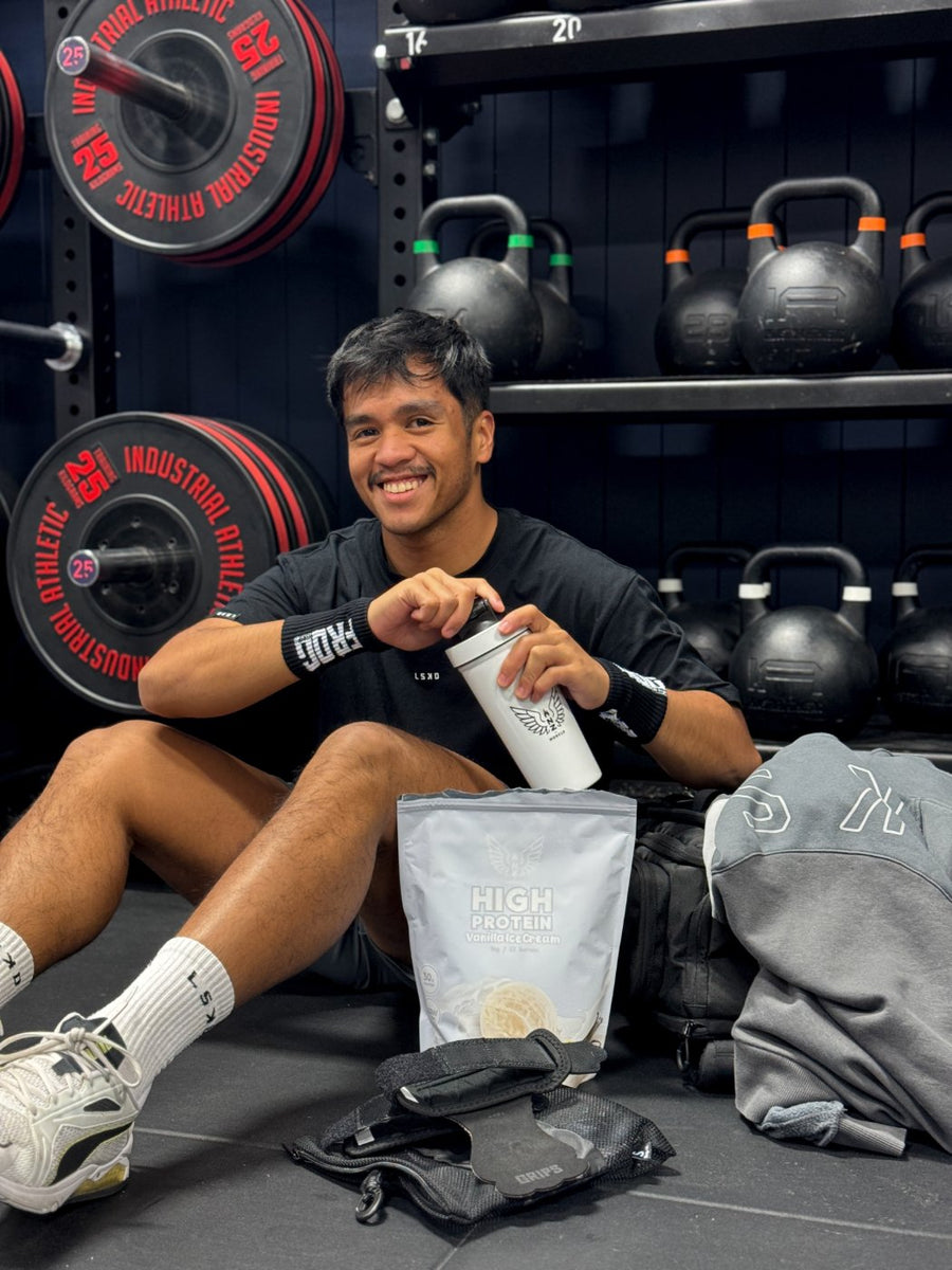 Customer photo with NZ Muscle High Protein at the gym
