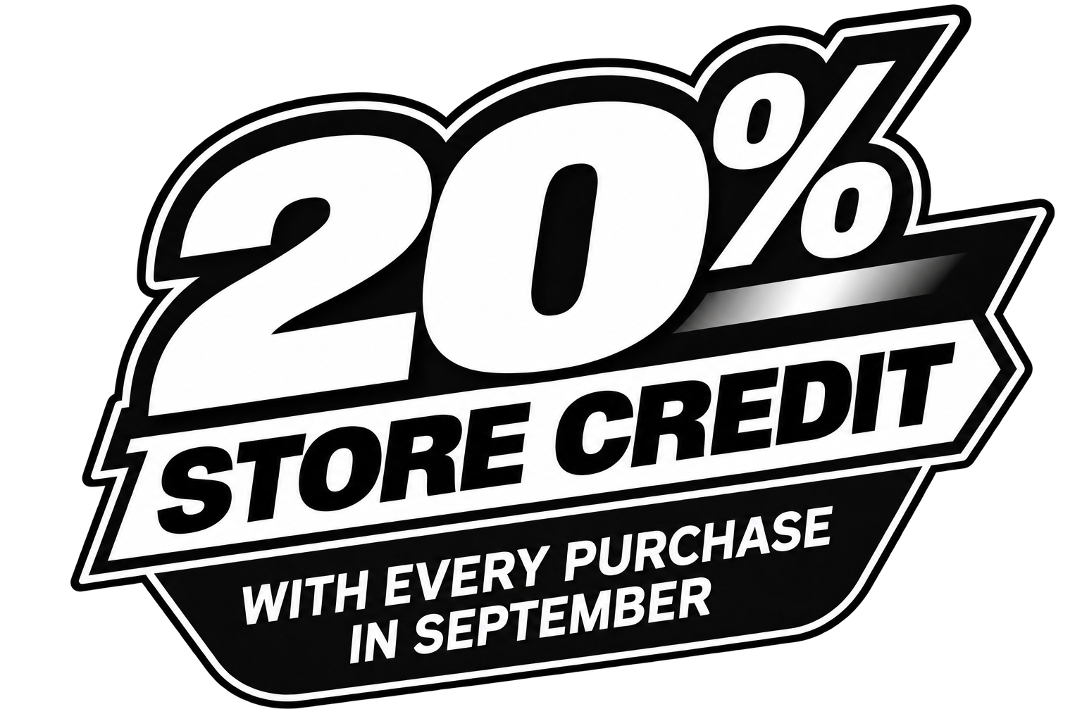 20% store credit with every purchase in September