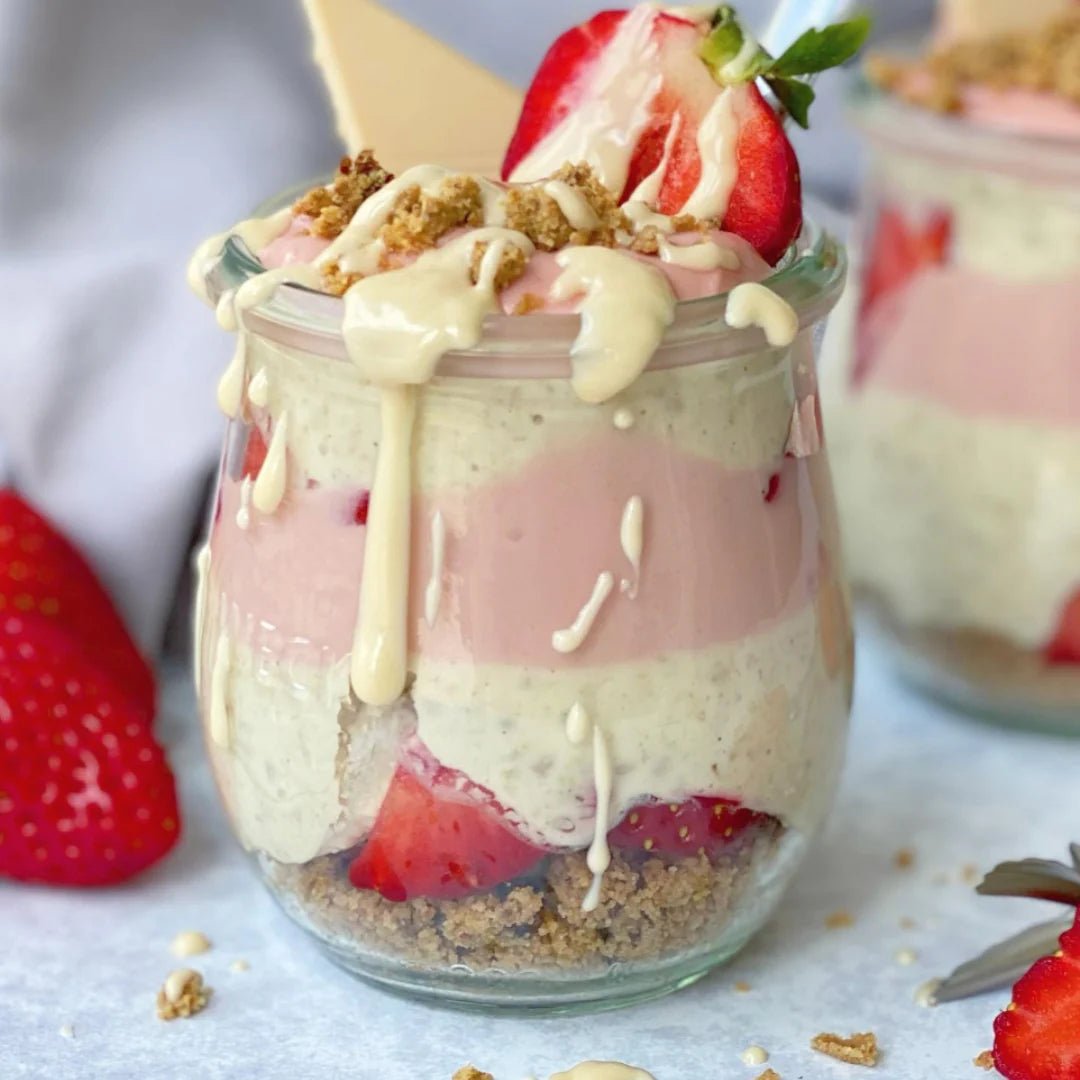 Strawberry & White Choc Cheesecake Breakfast Jars - NZ Muscle