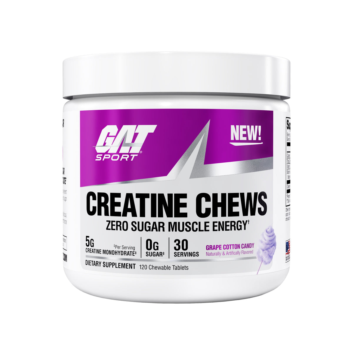 GAT Sport Creatine Chews Grape Cotton Candy 30 serve