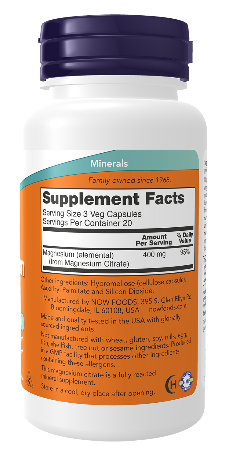 Now Foods Magnesium Citrate supplement facts