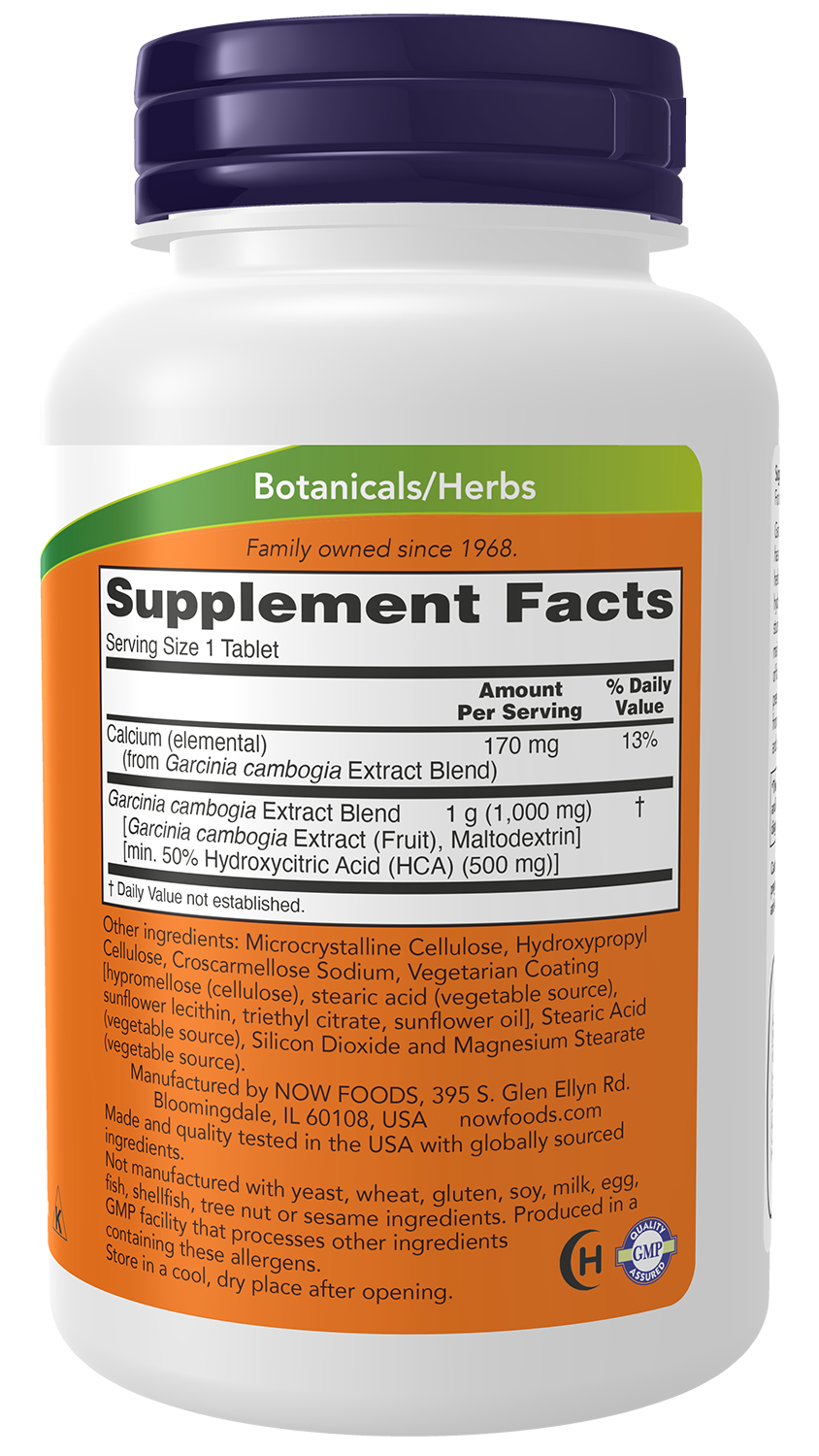 Now Foods Garcinia Cambogia supplement facts