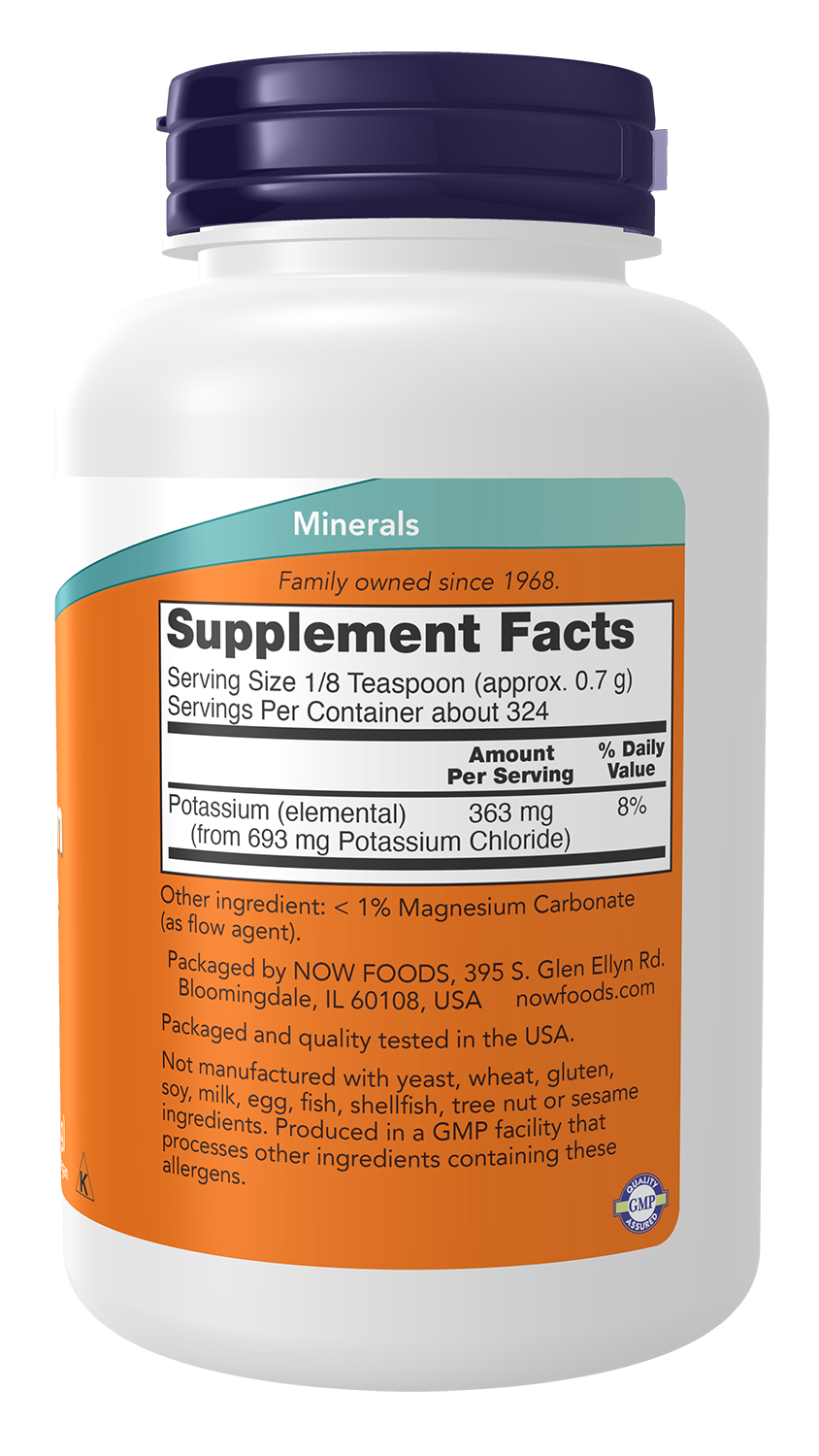 Now Foods Potassium Chloride Powder supplement facts