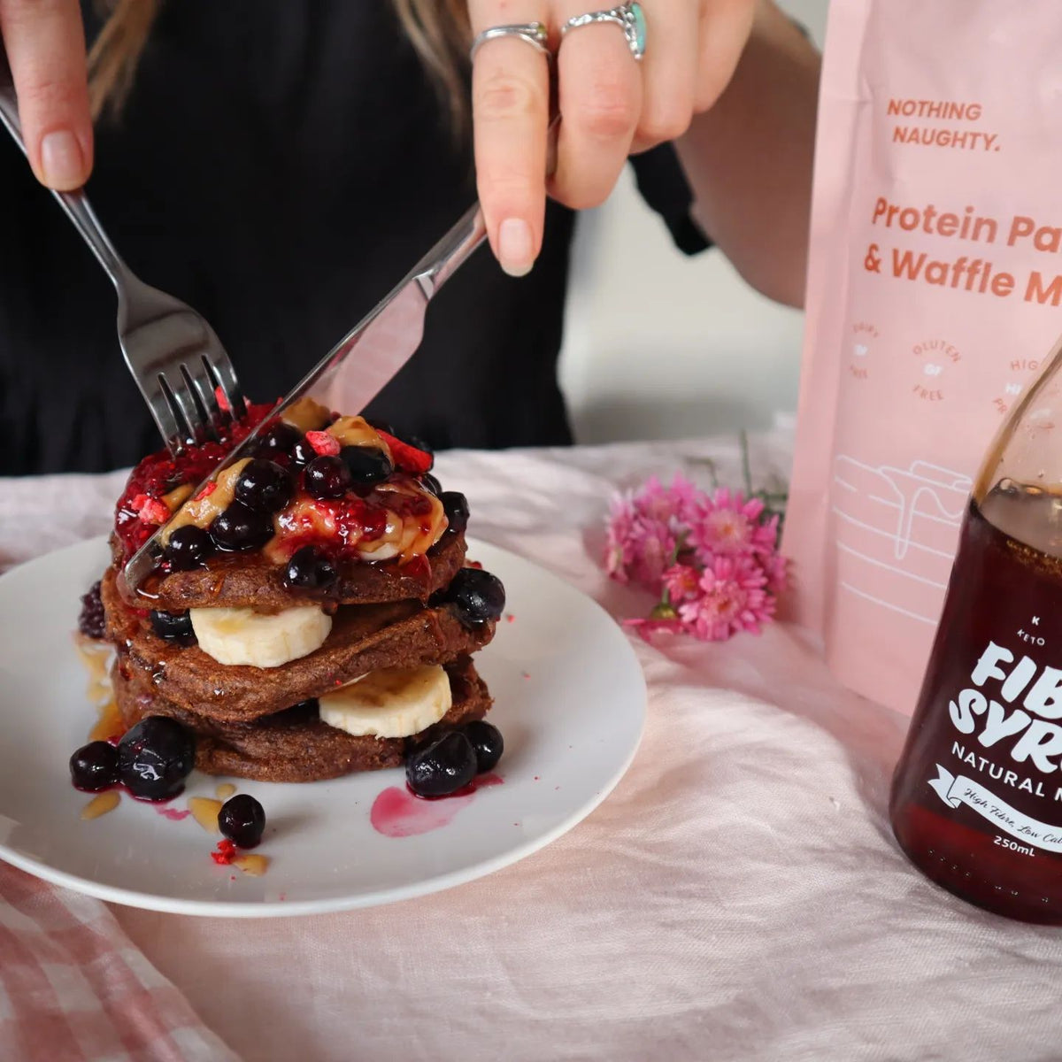 Nothing Naughty Protein Pancake Mix pancakes
