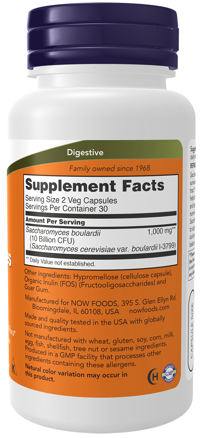 Now Foods Saccharomyces Boulardii supplement facts