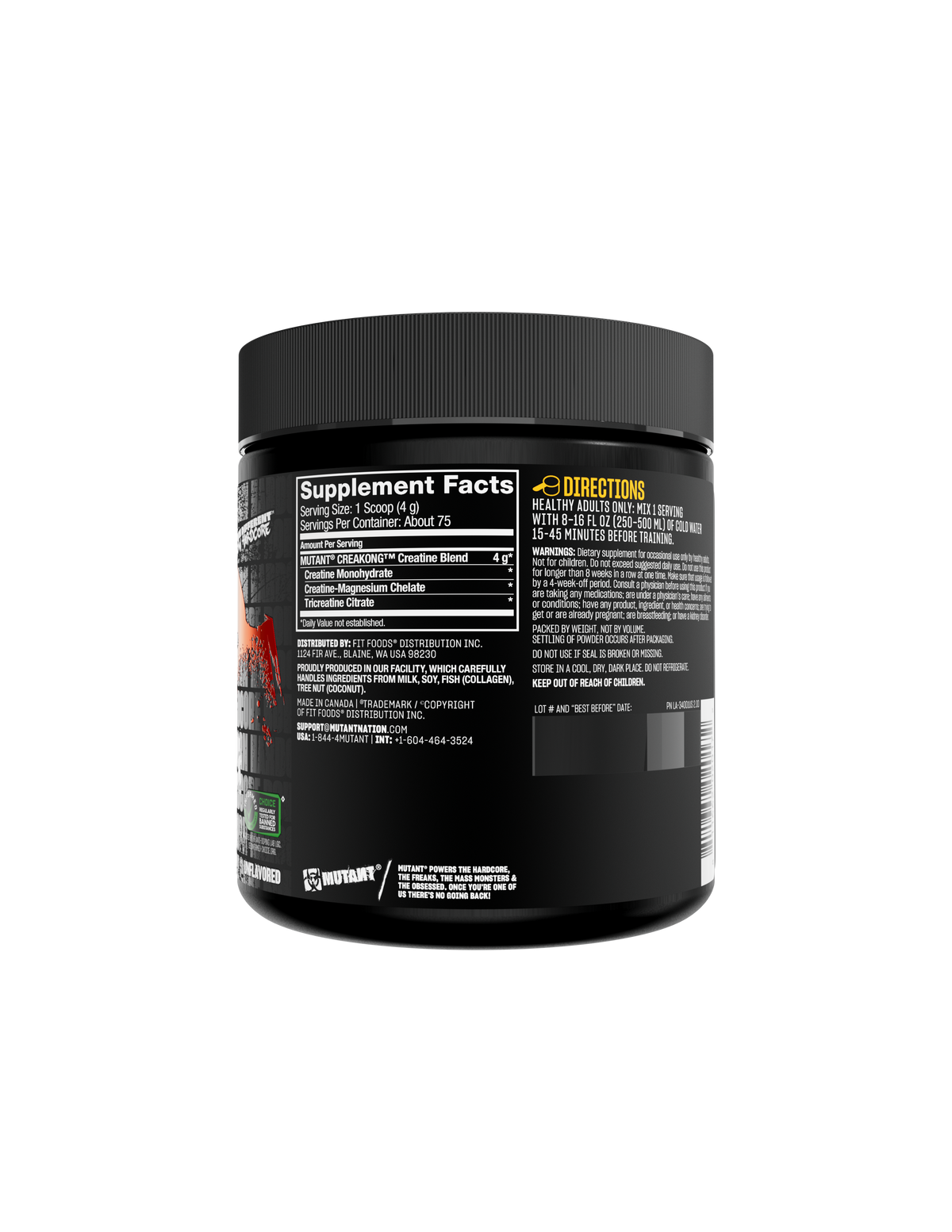 Mutant Creakong 300g supplement facts