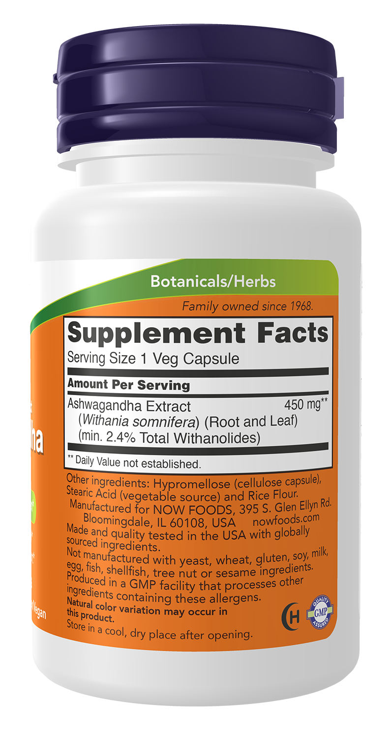 Now Foods Ashwagandha supplement facts