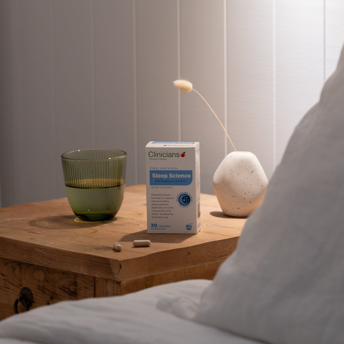 Clinicians Sleep Science on a bedside table