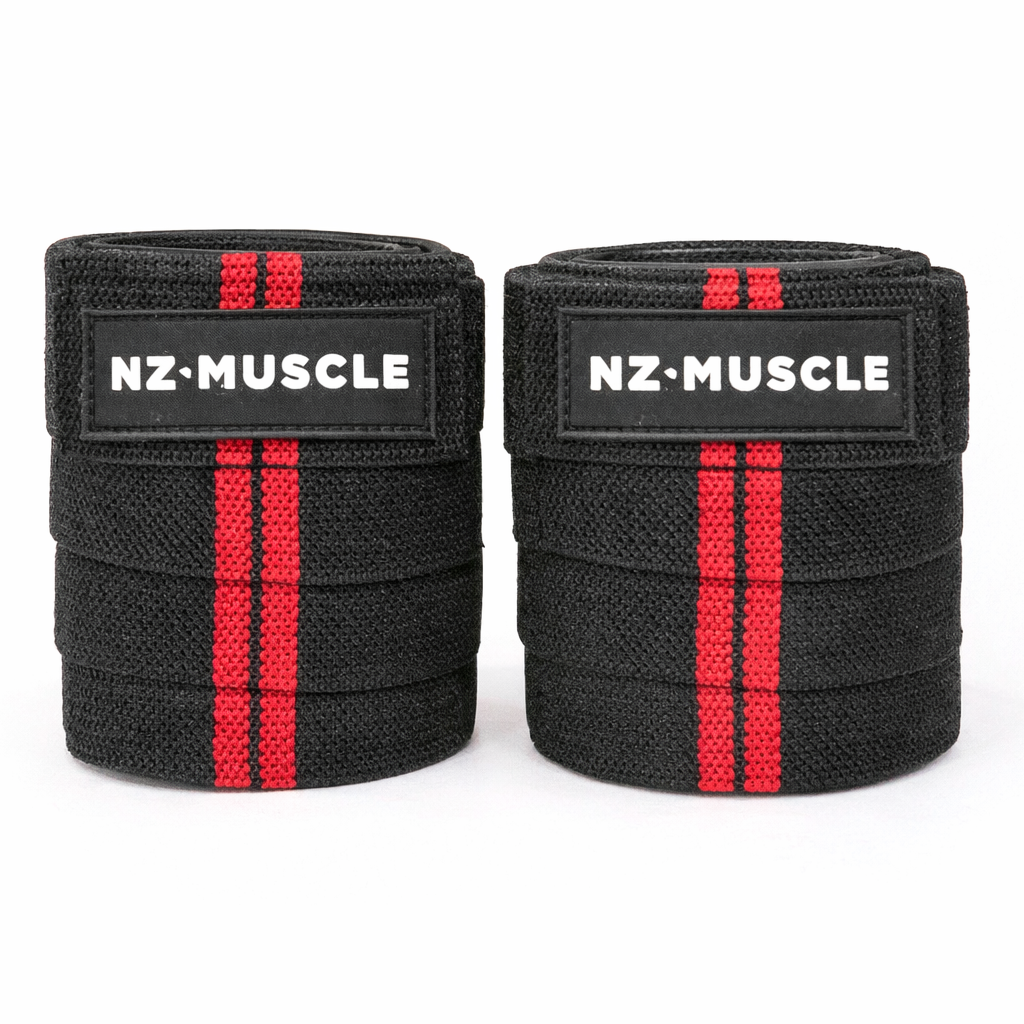 NZ Muscle Knee Wraps – Red/Black