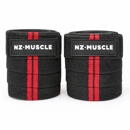 NZ Muscle Knee Wraps – Red/Black