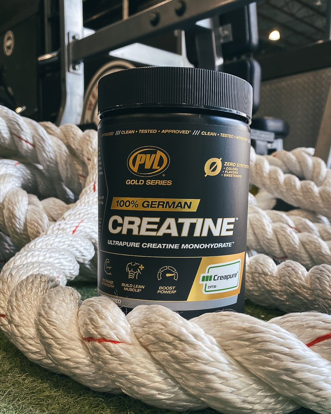 PVL Creapure 100% German Creatine with battle ropes