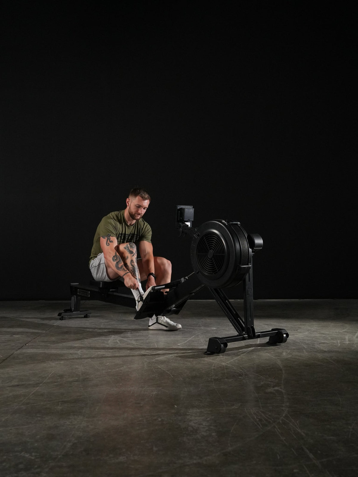 Force USA air rower flywheel and chain drive