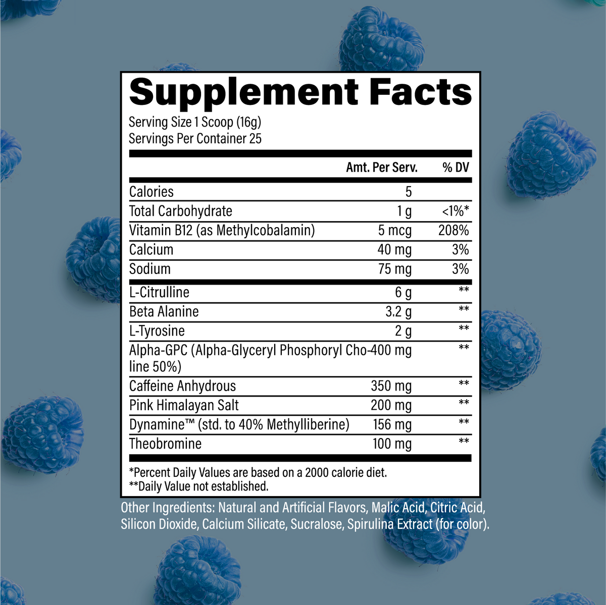 CBUM Essential Charged Blue Raspberry supplement facts