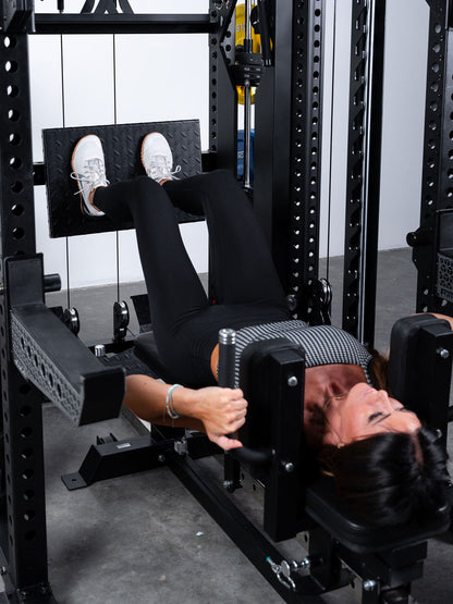 Force USA Sliding Bench hack squat in use