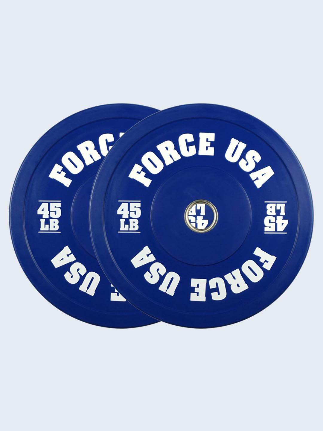Force USA Pro Grade bumper plates stacked