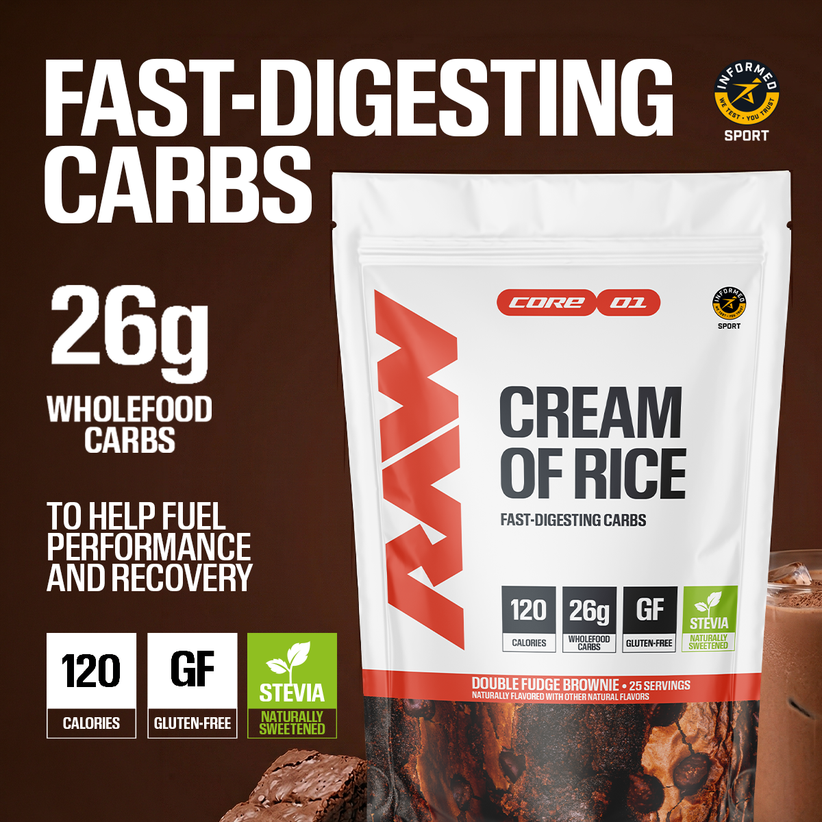 RAW Nutrition Cream of Rice - 26g fast-digesting carbs