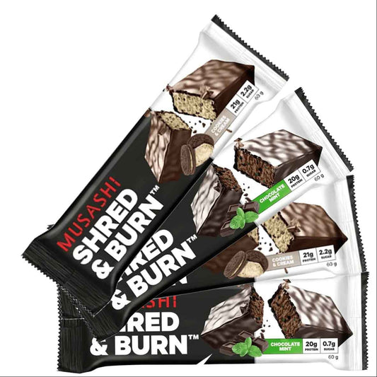 Musashi GWP Shred & Burn Protein Bars - 4 Assorted Bars