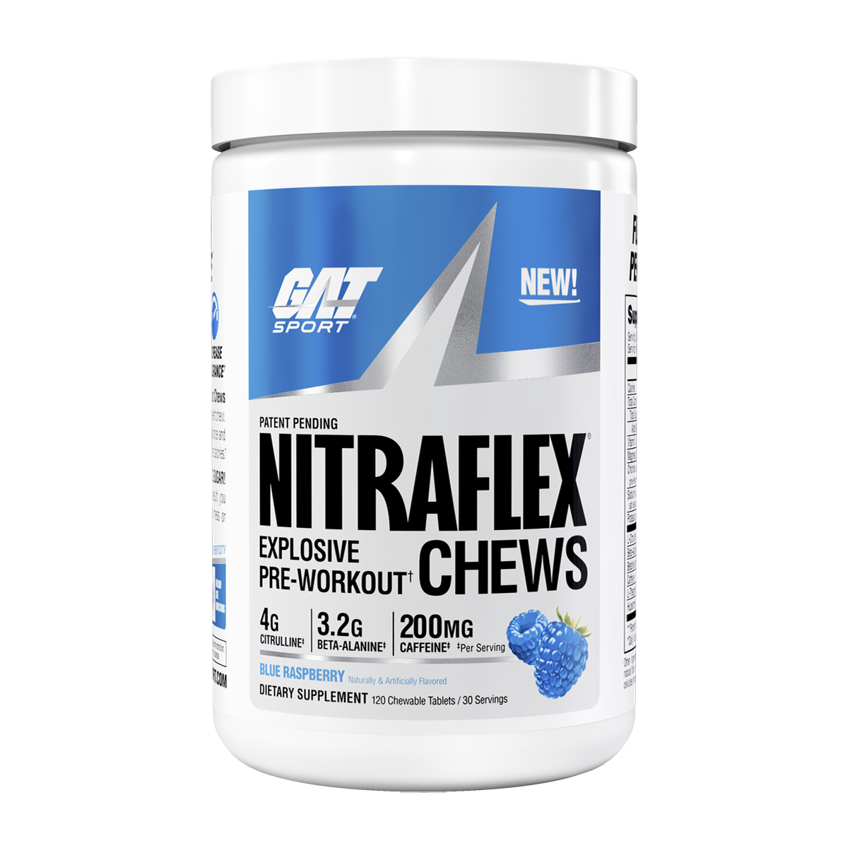 GAT Sport Nitraflex Pre-Workout Chews Blue Raspberry 30 serve