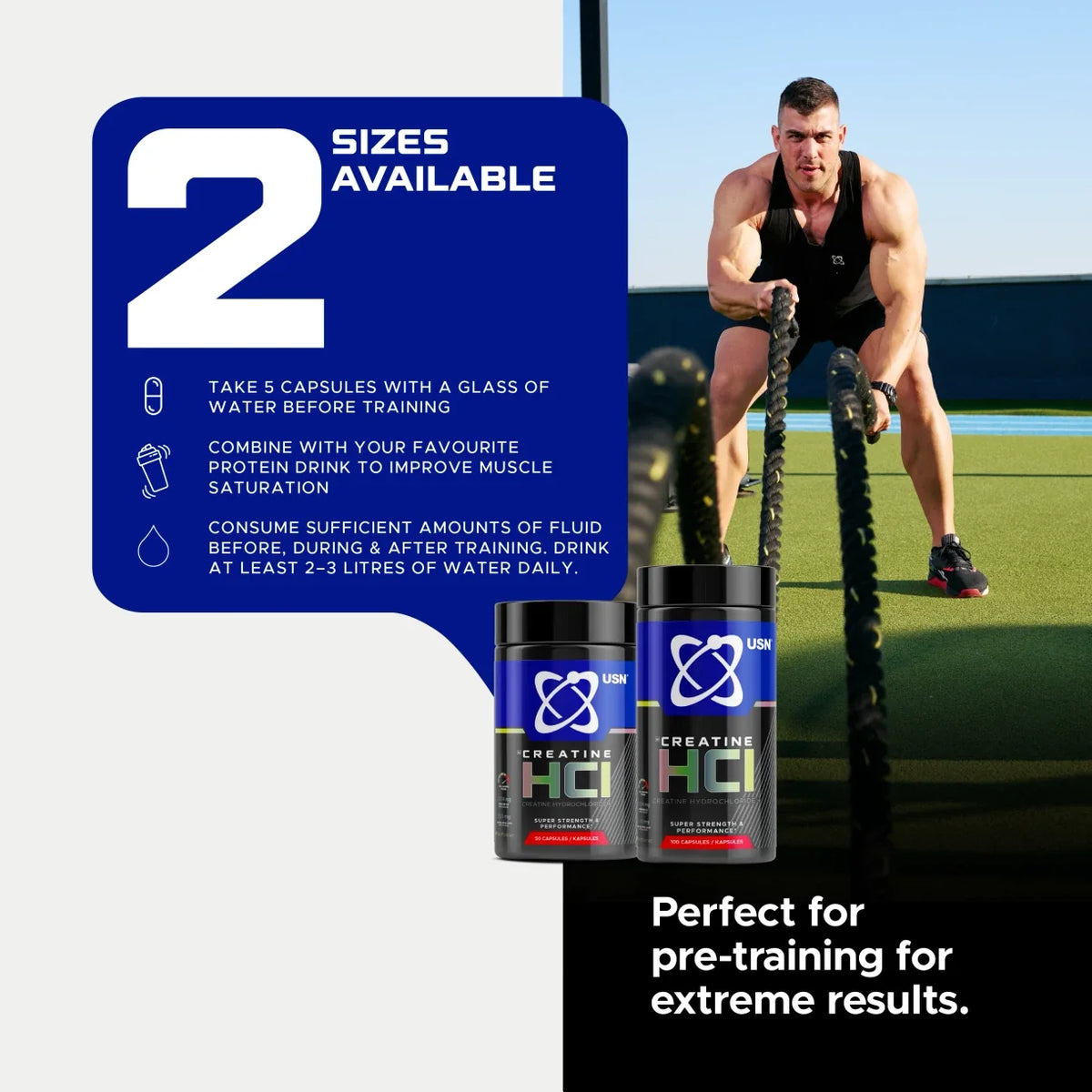 USN Creatine HCL sizes