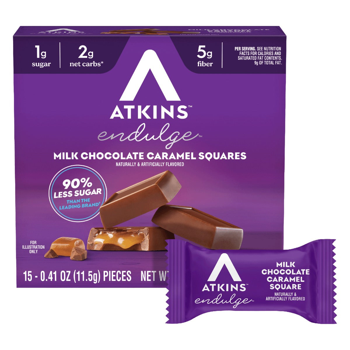Atkins Endulge Milk Chocolate Caramel Squares 15pk