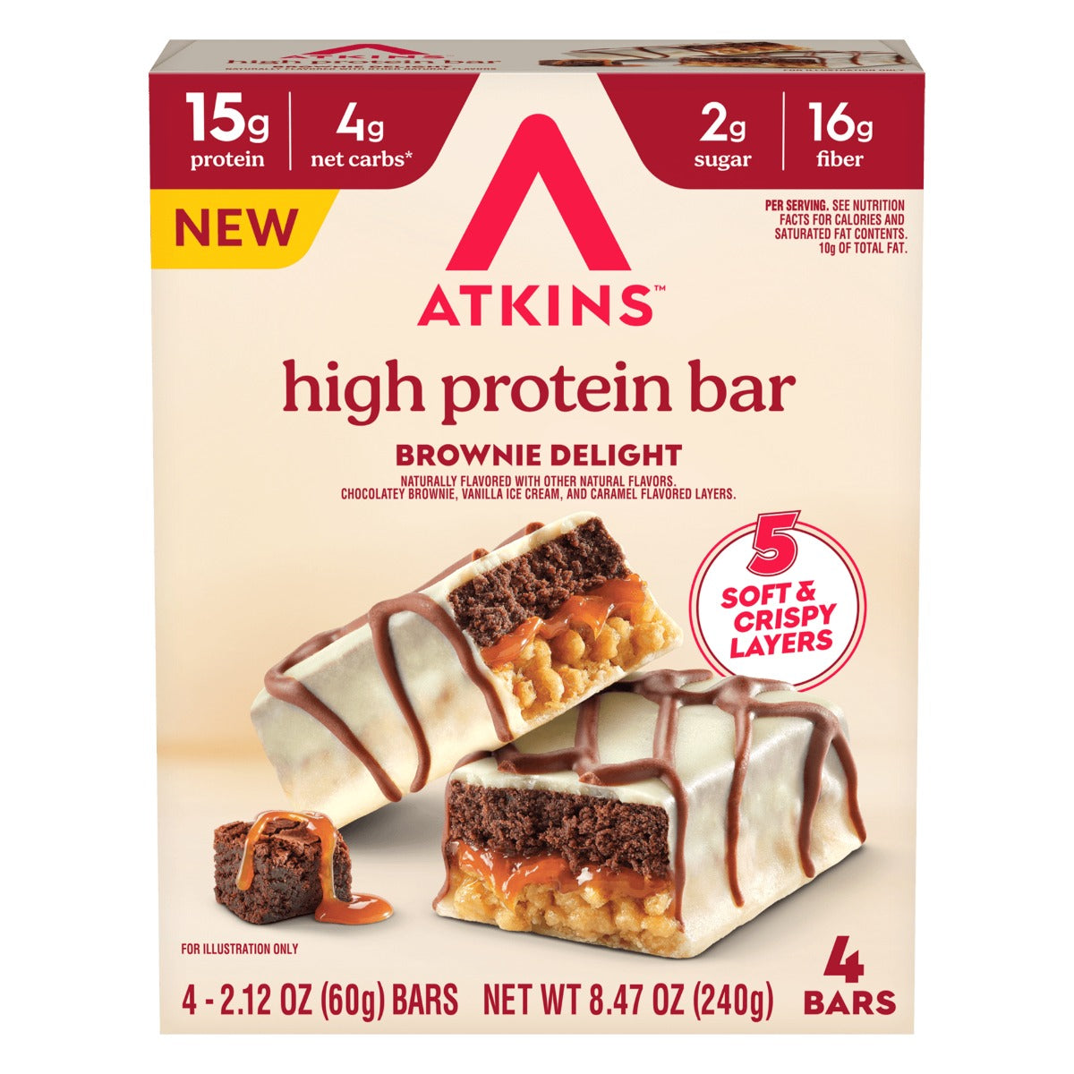 Atkins High Protein Bar 4pk Brownie Delight