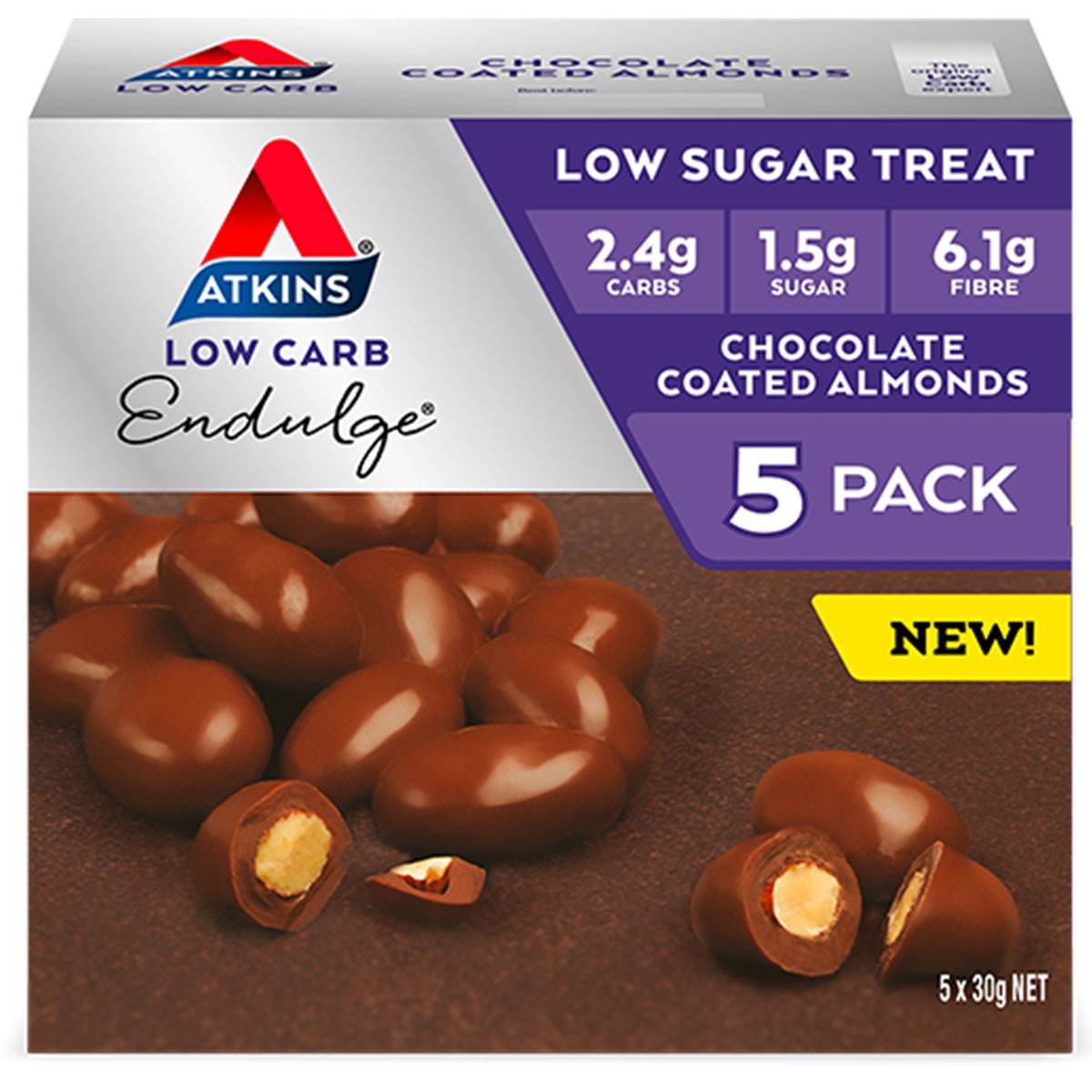 Atkins Endulge Chocolate Almonds - 5pk - NZ Muscle