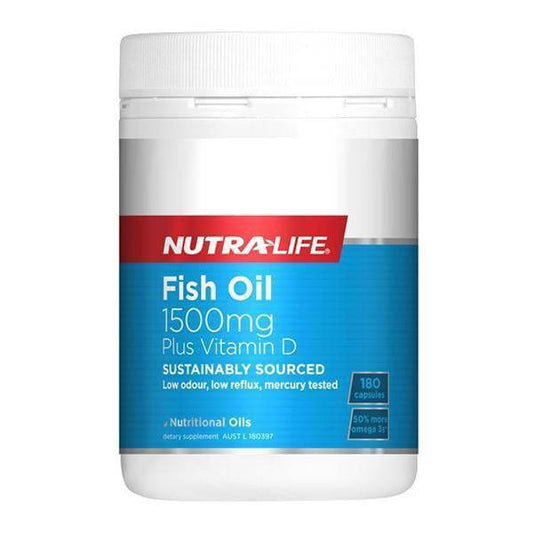 Nutra-Life Fish Oil 1500mg Plus Vitamin D 180 Caps - NZ Muscle