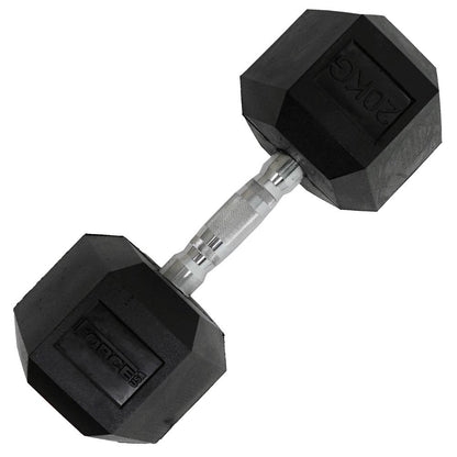 Force USA Rubber Hex Dumbbell handle detail