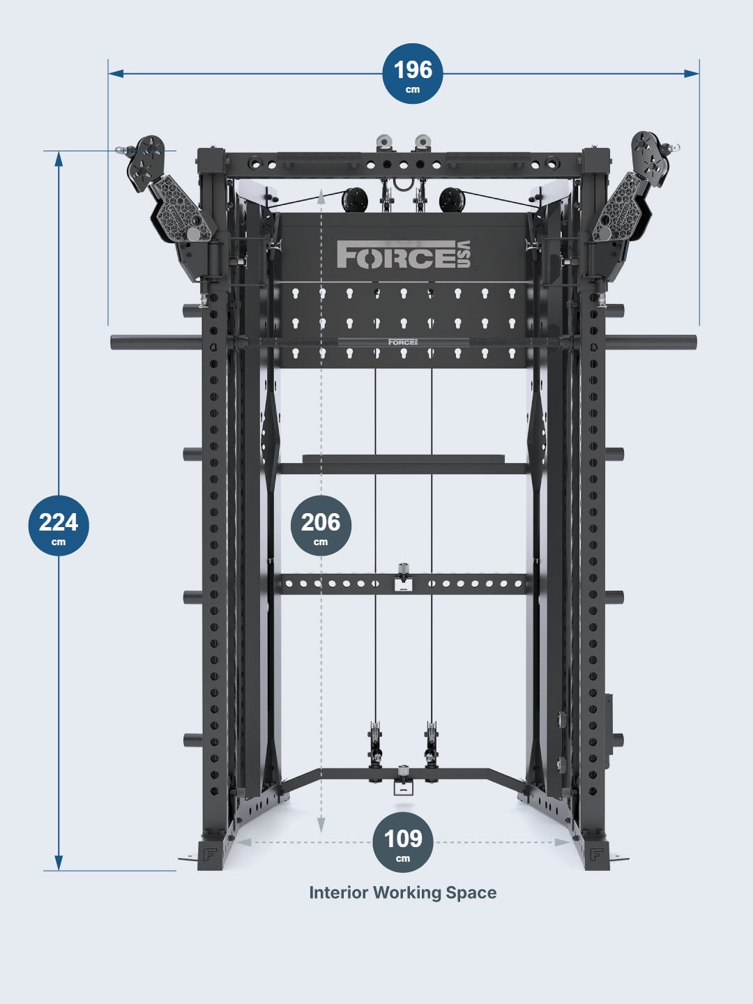Force USA C20 Cornerstone All-In-One Trainer dimensions