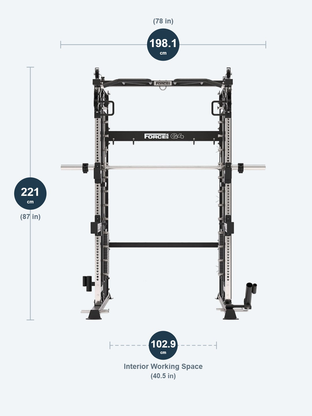 Force USA G4 All-In-One Trainer dimensions