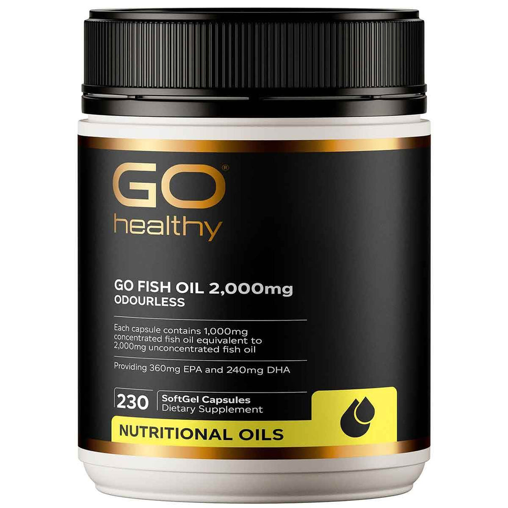 GO Healthy Fish Oil 2,000mg Compact Odourless 230 Capsules - NZ Muscle