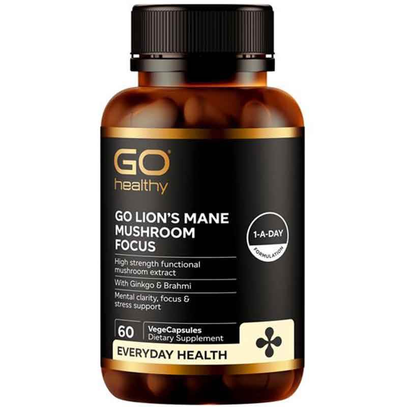 Go Healthy Lions Mane Mushroom Focus 60 Capsules - NZ Muscle