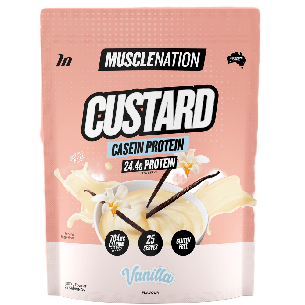 Muscle Nation Custard Casein Protein 1kg Vanilla