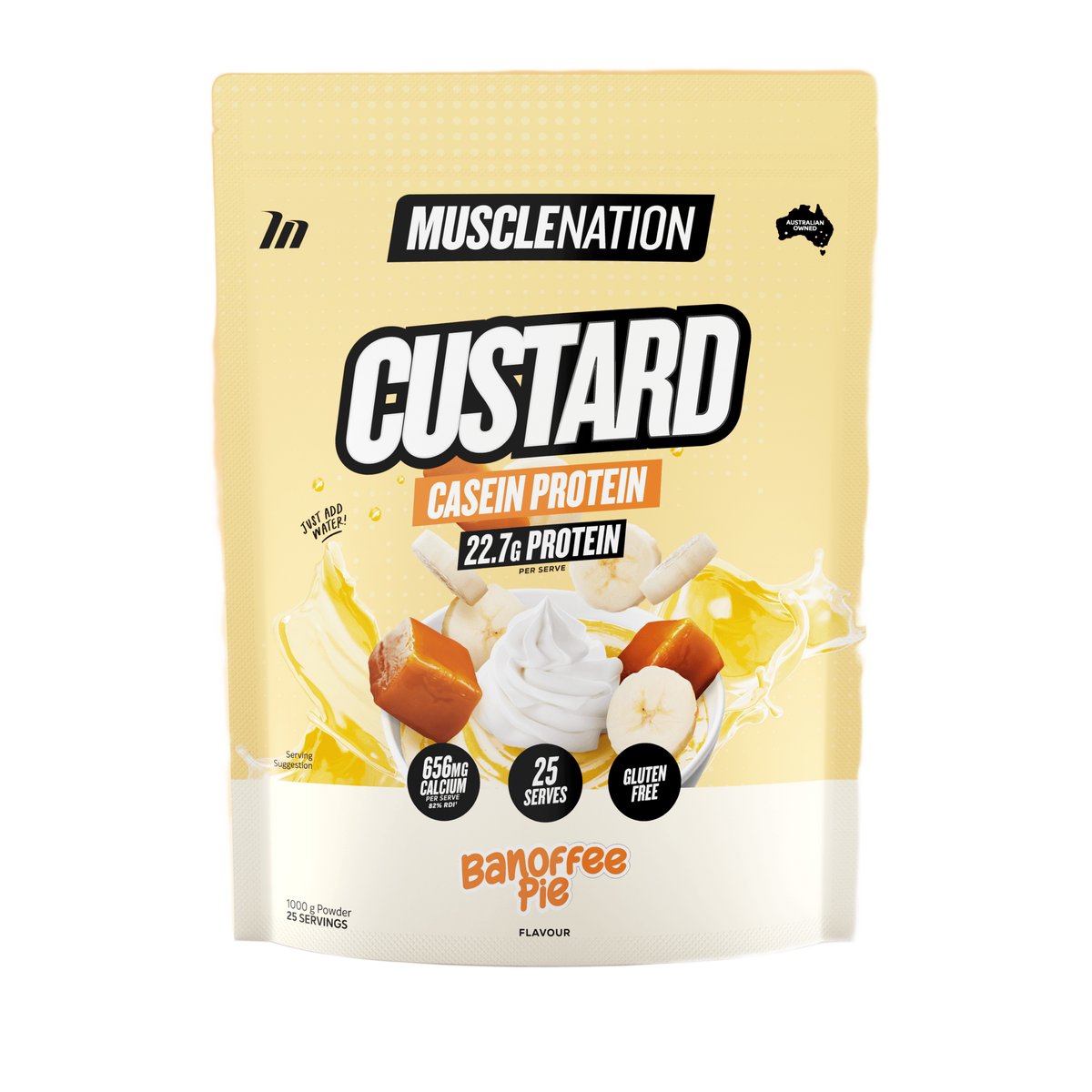 Muscle Nation Custard Casein Protein 1kg Banoffee Pie