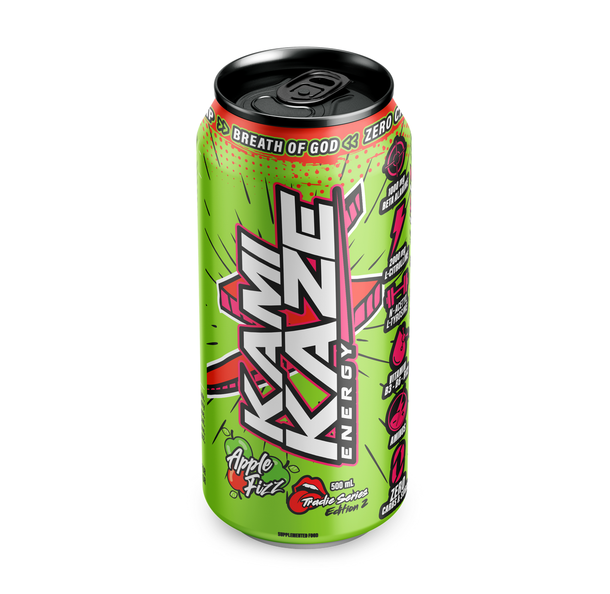 Kamikaze Energy Drink 500ml can - Apple Fizz