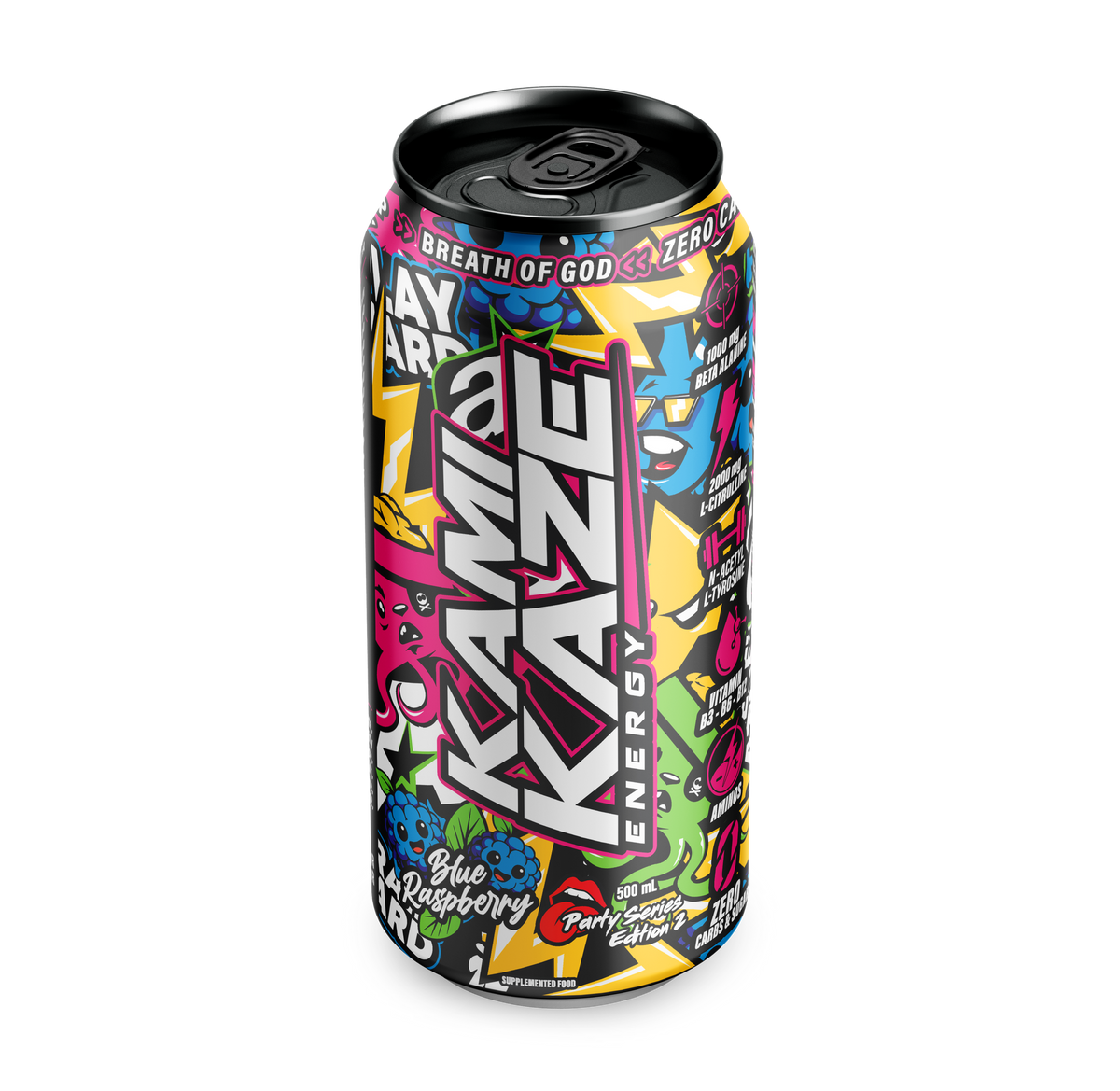 Kamikaze Energy Drink 500ml can - Blue Raspberry